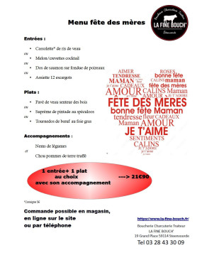 menu fête des mères 2025